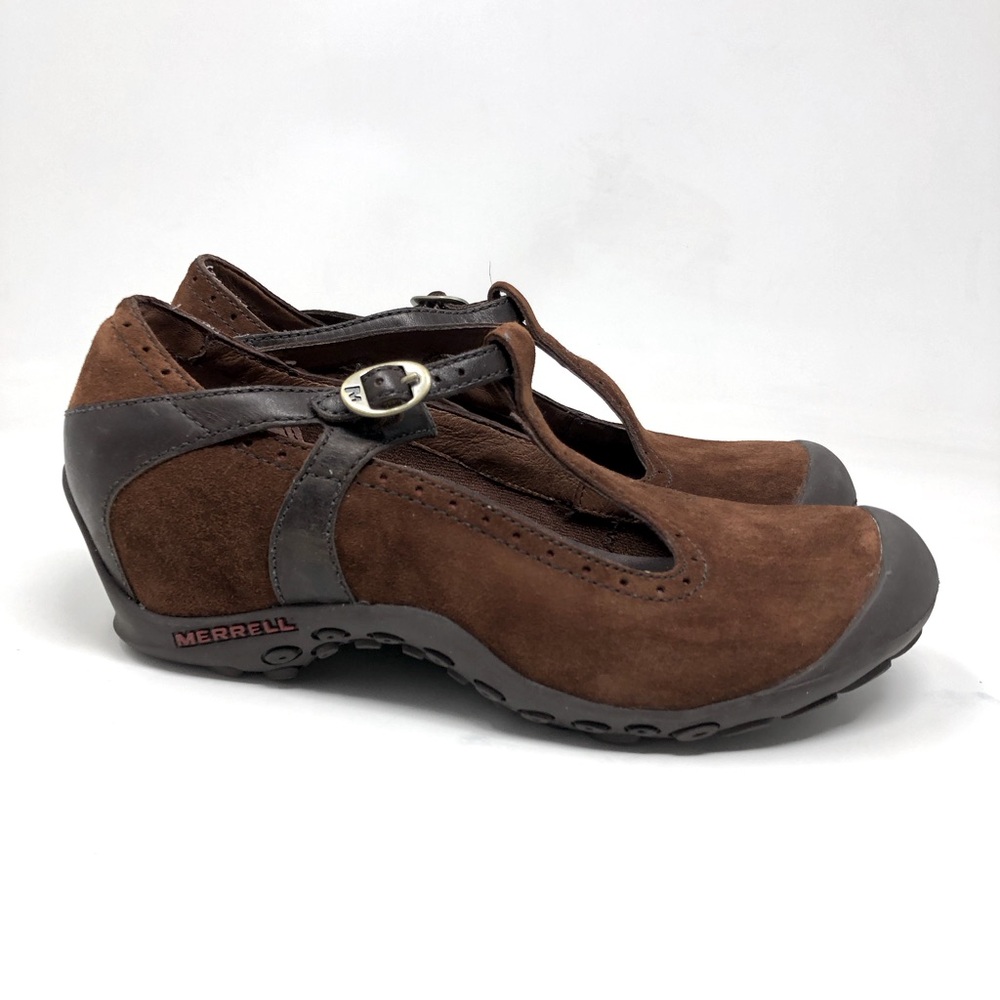 Merrell Plaza Strap Brown Leather T-Strap Shoes